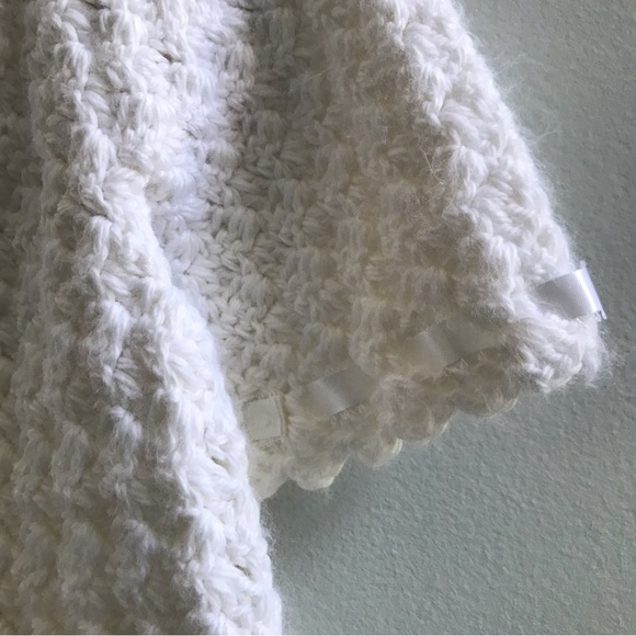 Handmade, Hand Crocheted White Baby Cardigan. - Picture 3 of 5
